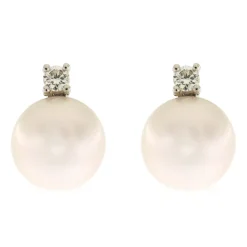 Outlet Orecchini di Perle Coltivate di Mare e Diamanti 6 mm Gioielli Con Perle