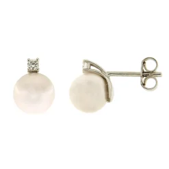 Outlet Orecchini di Perle Coltivate di Mare e Diamanti 6 mm Gioielli Con Perle