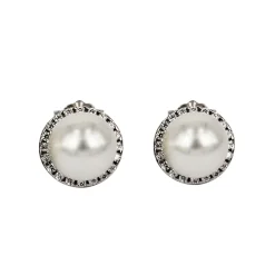 Fashion Orecchini in Oro Bianco con Perle e Zirconi Gioielli Con Perle