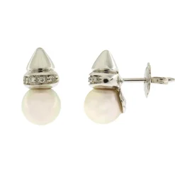 Online Orecchini in Oro Bianco con Perle Coltivate Giapponesi e Diamanti Gioielli Con Perle