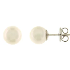 Fashion Orecchini in Oro Bianco con Perle Coltivate Giapponesi Bianche 7-7,5 mm Gioielli Con Perle