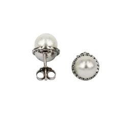 Fashion Orecchini in Oro Bianco con Perle e Zirconi Gioielli Con Perle