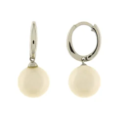 Online Orecchini Pendenti in Oro Bianco con Perle Coltivate 9 mm Gioielli Con Perle