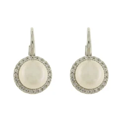 Hot Orecchini Perle Cerchi di Zirconi in Oro Bianco 7-7,5 mm Gioielli Con Perle