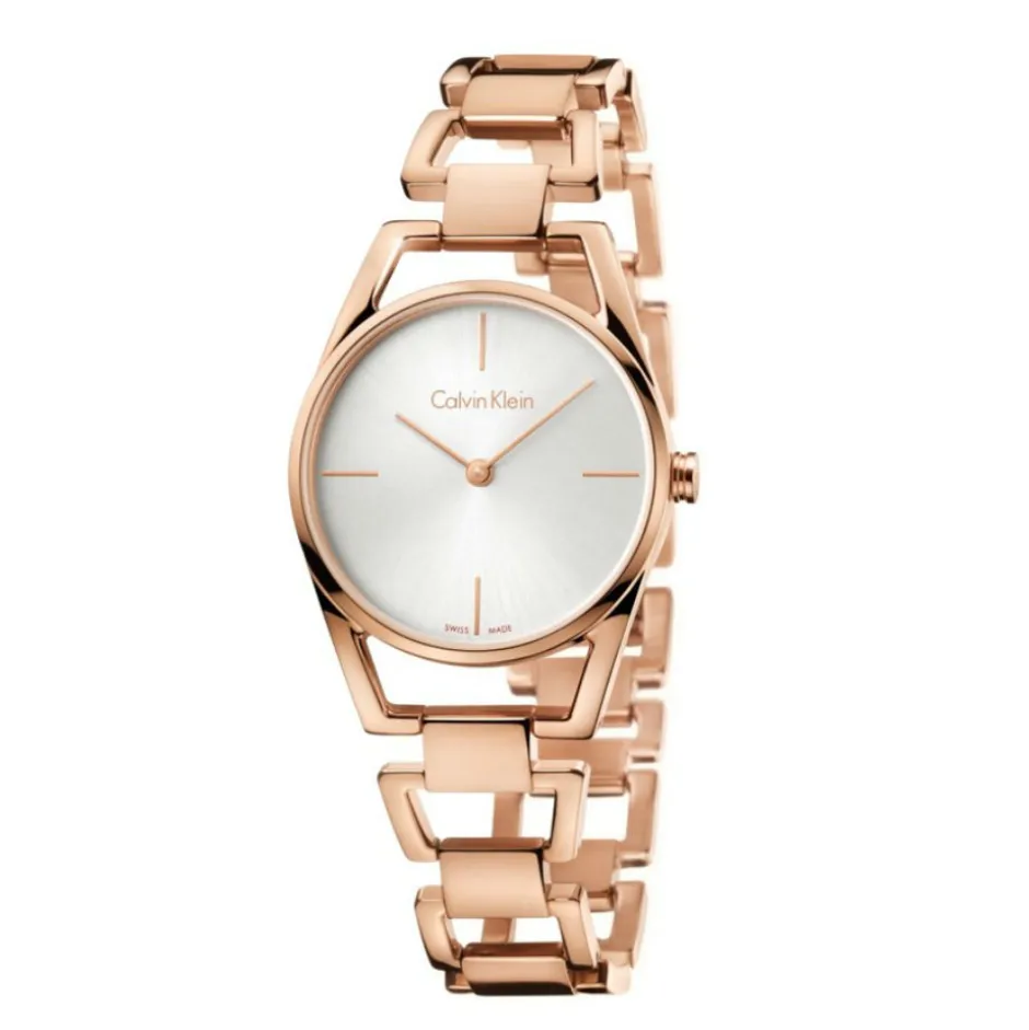 Fashion Orologio Calvin Klein Donna In Acciaio PVD Rosa Collezione Dainty Con Quadrante Argentè Donna Orologi Calvin Klein Donna | Outlet Orologi