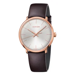 Outlet Orologio Calvin Klein Uomo Nuova Collezione High Noon Retro Cassa Acciaio PVD Rosa MM. 40 Con Cinturino In Pelle Marrone Uomo Outlet Orologi | Orologi Calvin Klein Uomo