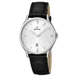 New Orologio Festina Uomo Collezione Classic Argentè In Acciaio MM. 39 Con Cinturino In Pelle Uomo Orologi Festina Uomo